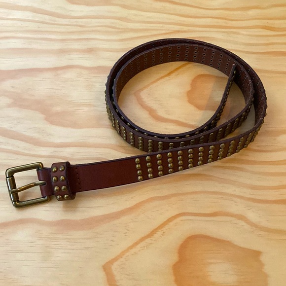 J Crew brown leather belt with brass studs